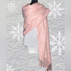 D’margeaux New York delicate blush soft comfortable cozy shawl scarf tassel hem